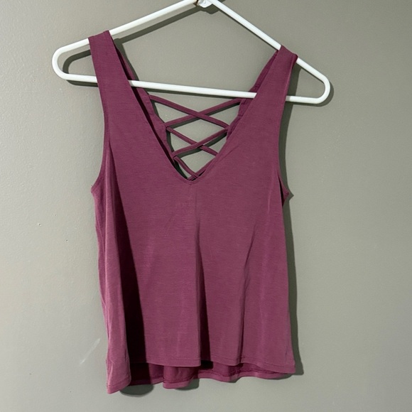 American Eagle Outfitters Plum Tank Top with Lattice Back - Picture 2 of 5